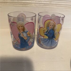 Barbie Themed Plastic Cups pair 90s Mattel